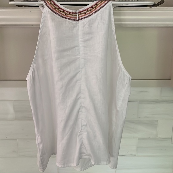 CYNTHIA Rowley Linen Halter Beaded Tank Size Medium - Picture 3 of 7